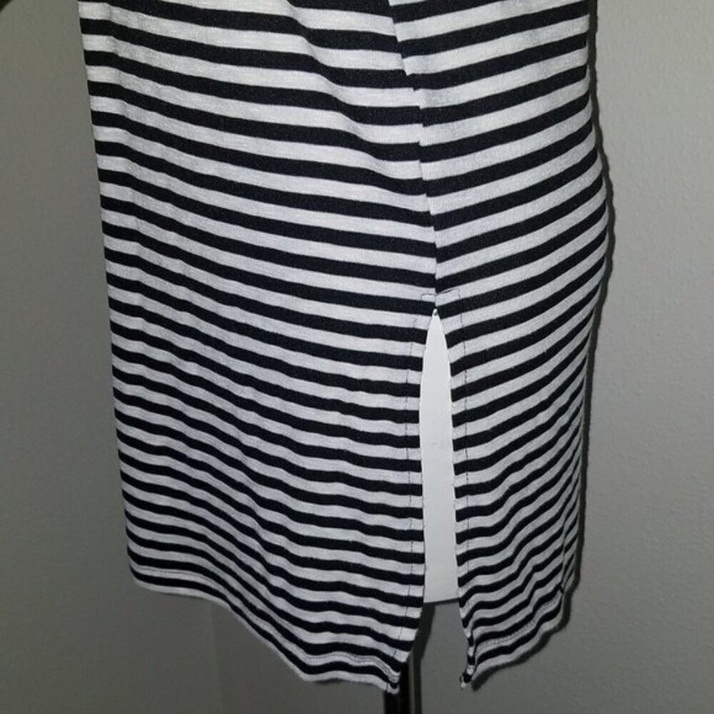 Old Navy Black White Striped Shirt Tunic Size XS Rayon Blend - Picture 4 of 8